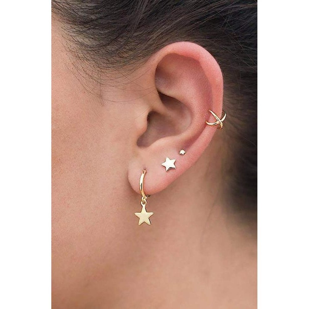 Star Gold Dangle Earrings